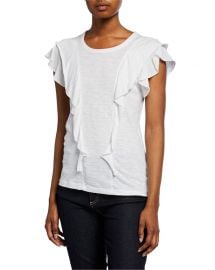 Veronica Beard Bea Short-Sleeve Crewneck Ruffle Tee at Neiman Marcus